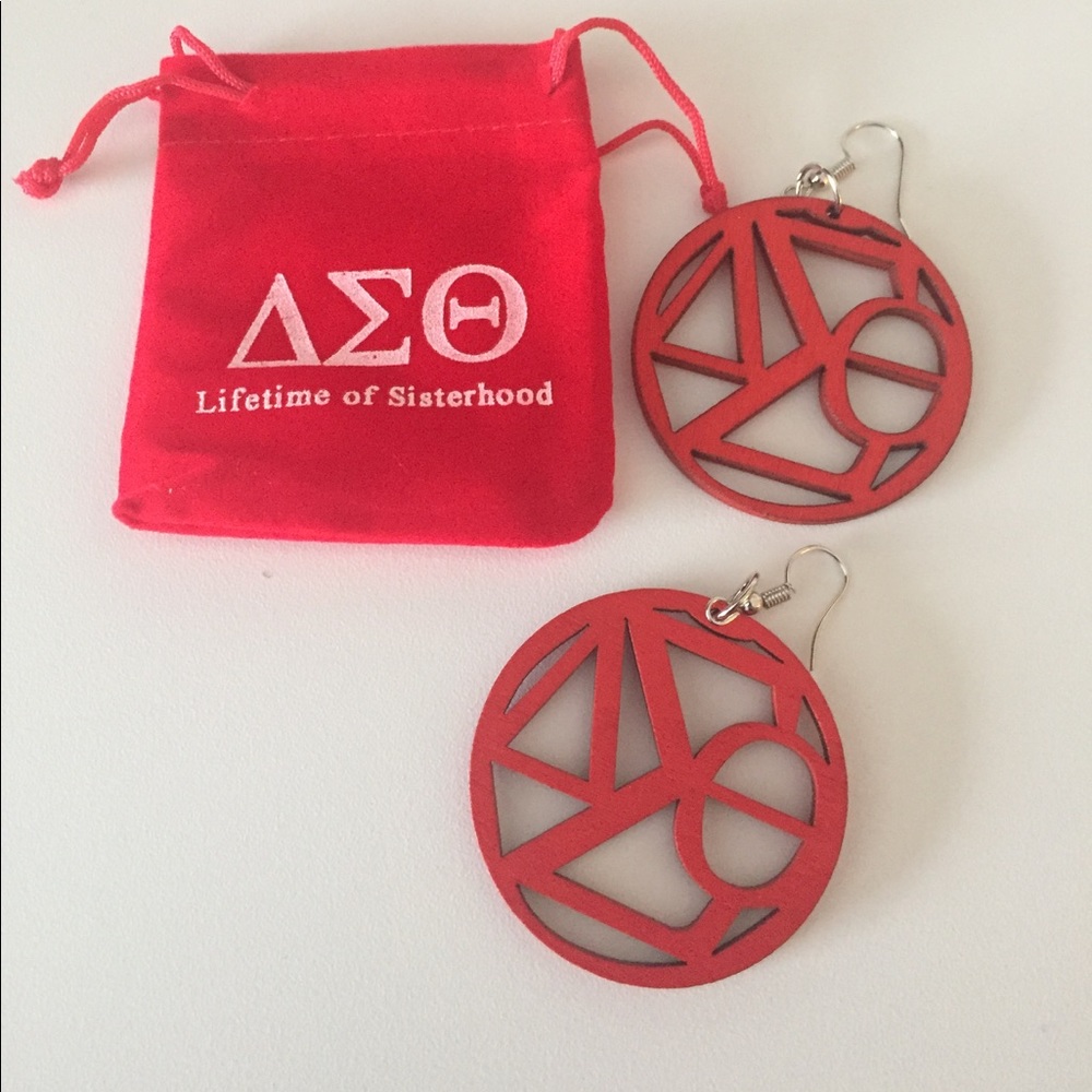 DST  inspired wood earrings w/pouch